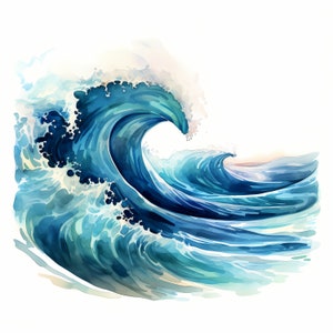 Sea Wave Clipart, Ocean Waves afbeeldingen, 10 aquarel illustraties, afdrukbare JPG's, Instant Download, Commercieel gebruik, Papercraft