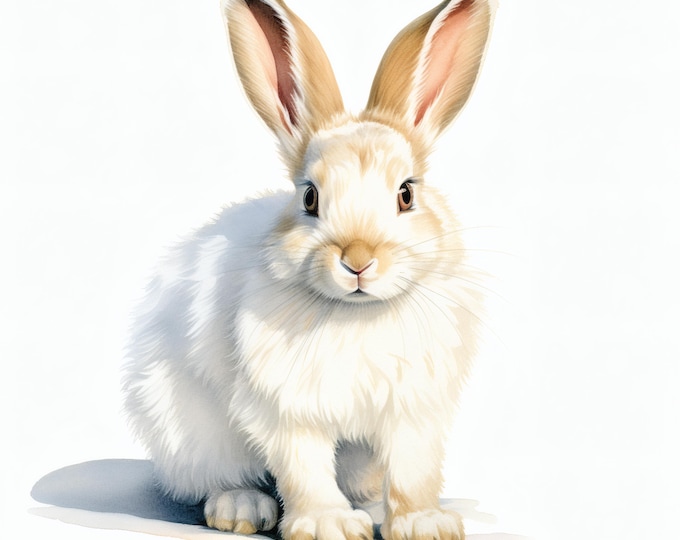 White Bunny Clipart, Cute Rabbit Images, 10 Watercolor Clip Art, Printable JPGs, Instant Download, Commercial Use, Paper craft