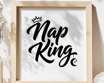 Nap King SVG, Funny Baby Quote T-Shirt Print, Crown DXF PNG Design for Cricut and Silhouette