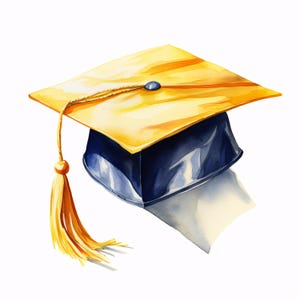 Aquarell Abschlusskappe Clipart: 10 druckbare JPG-Bilder (kommerzielle Nutzung, Sofort-Download