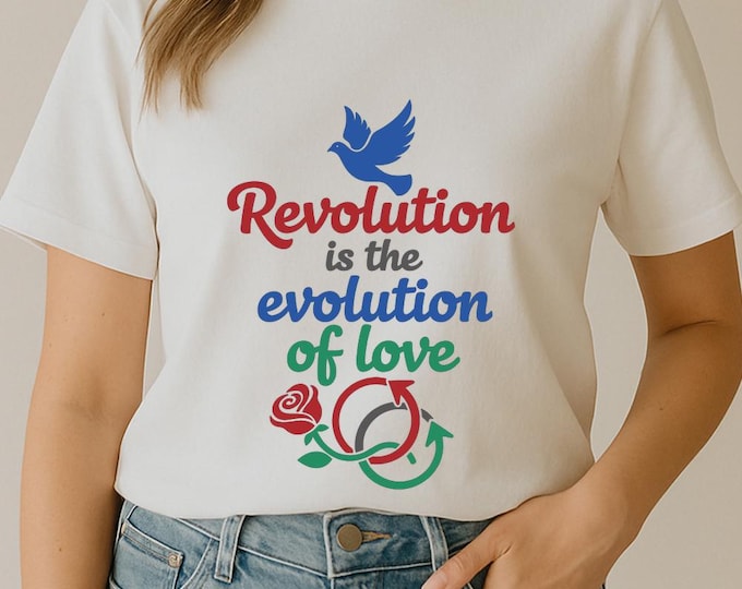 Revolution is the Evolution of Love SVG, Love Quote T-Shirt Print, Rose Dove DXF PNG Design for Cricut Silhouette