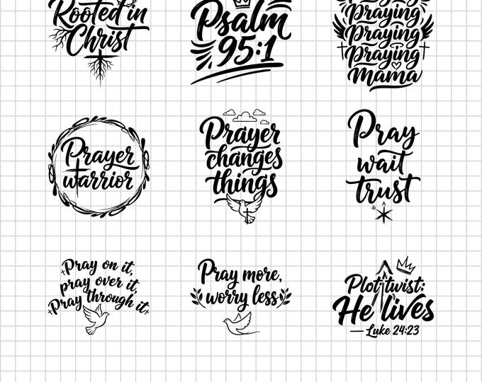 Mega Christian SVG Bundle Vol.3 | Prayer Quotes Bible Verses | Religious Scripture Faith Inspirational Jesus Cut Files Cricut PNG DXF