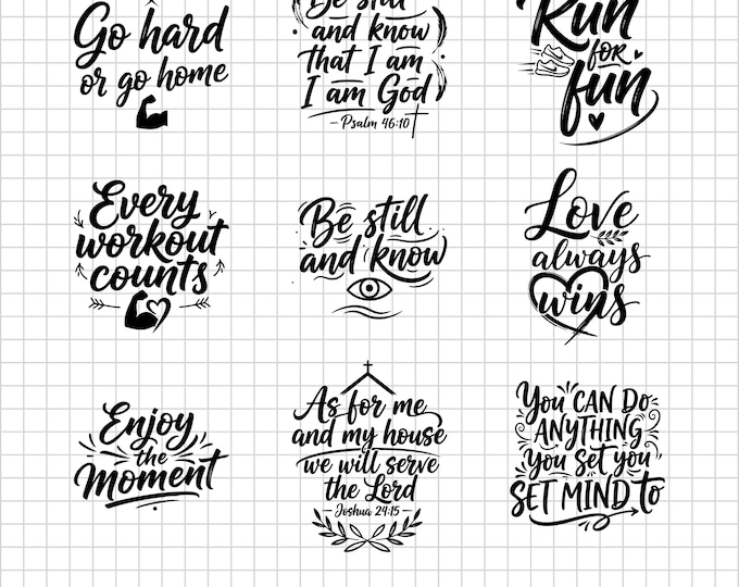 Mega Christian SVG Bundle Vol.15 | Workout & Faith Christian Quotes | Bible Verses Inspirational Scripture Jesus Cut Files Cricut