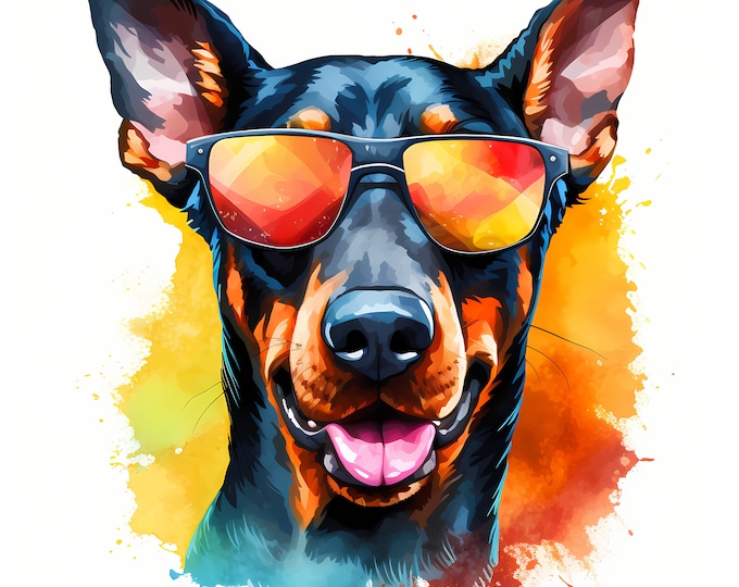 Doberman Pinscher Clipart, Cool Dog, Doberman Images, 10 Watercolor Clip Art, Printable JPGs, Instant Download, Commercial Use, Paper craft