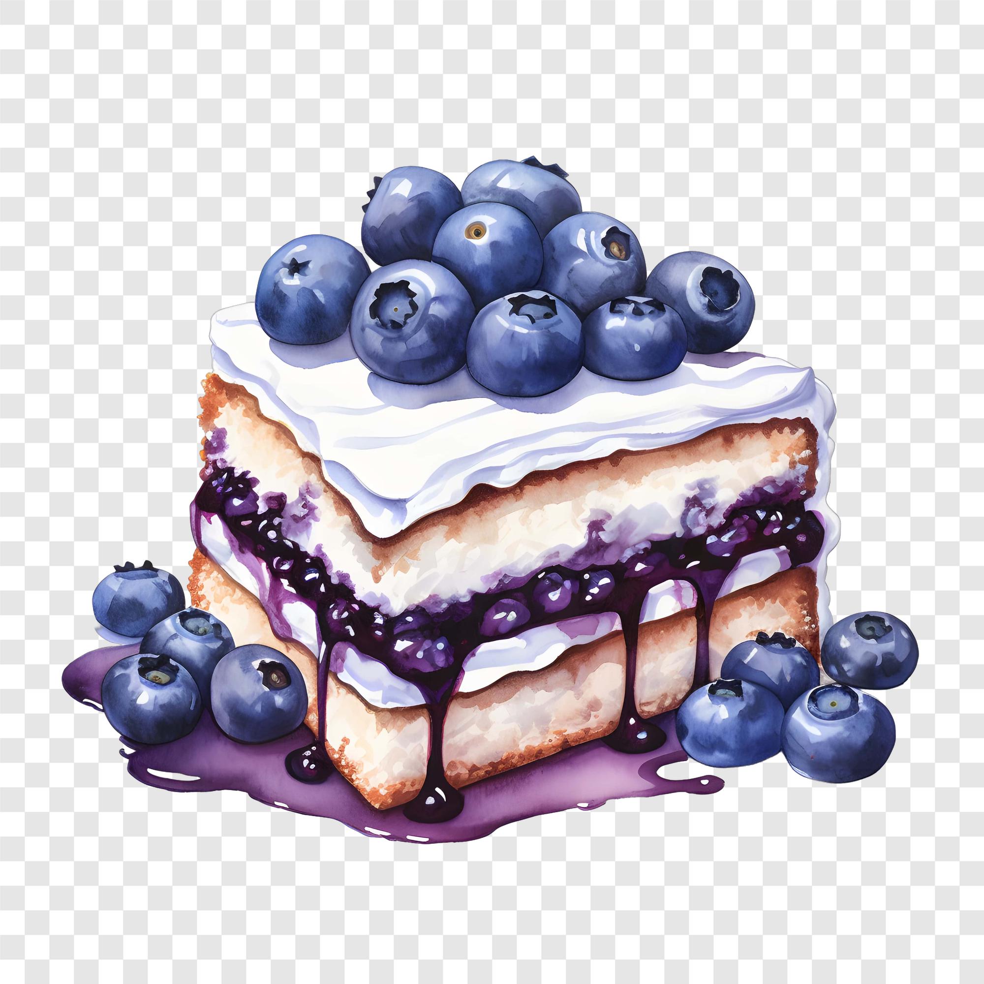 10 PNG Blueberry Cake Clipart, Dessert Slice Images, Watercolor Clip ...