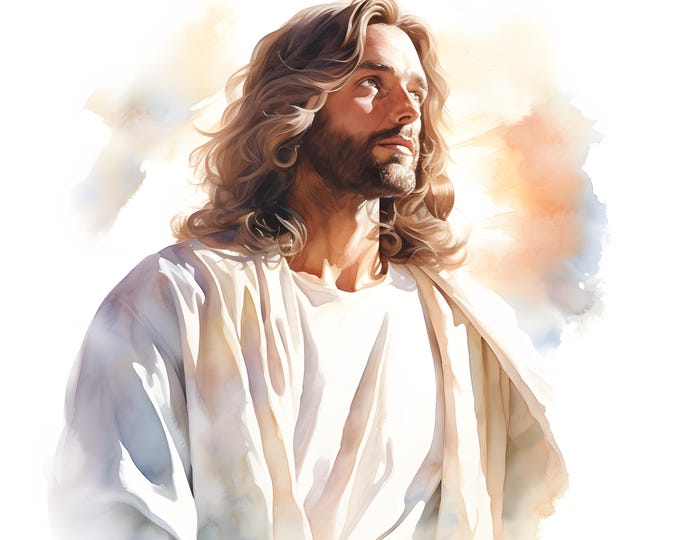 Jesus In Heavenly Clipart, Jesus Christ Images, 10 Watercolor Clip Art, Printable JPGs, Instant Download, Commercial Use, Paper craft