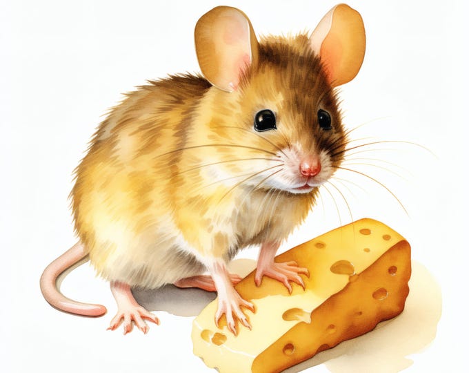 Cute Mouse Clipart, Cartoon Animal Images, 10 Watercolor Clip Art, Printable JPGs, Instant Download, Commercial Use, Paper craft