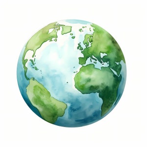 Erde Clipart, Globus Planeten Bilder, 10 Aquarell Clip Art, druckbare JPGs, Sofort Download, kommerzielle Nutzung, Papiermodell