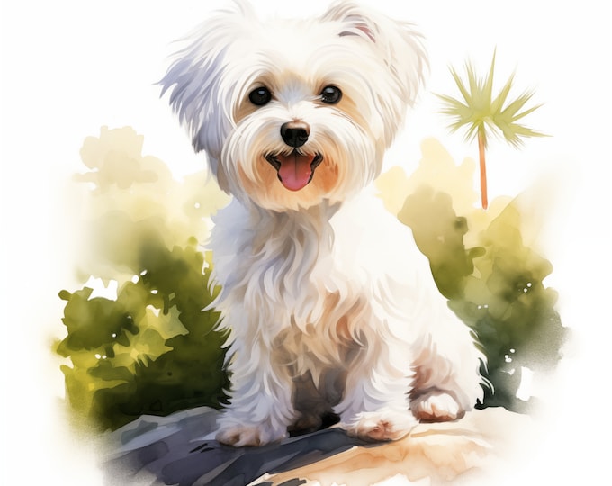 Maltese Clipart, Maltese Dog Images, 10 Watercolor Clip Art, Printable JPGs, Instant Download, Commercial Use, Paper craft