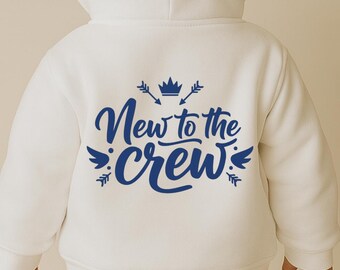 New to the Crew SVG, Baby Arrival Quote T-Shirt Print, Crown Wings DXF PNG Design for Cricut and Silhouette