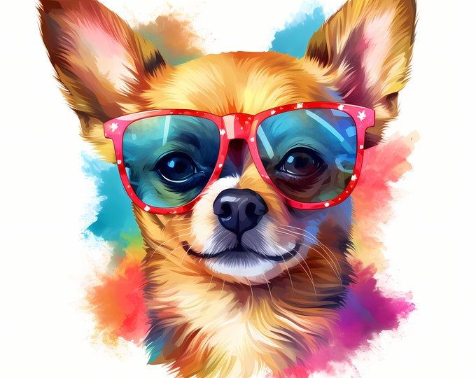 Chihuahua Dog Clipart, Cool Dog Images, 10 Watercolor Clip Art, Printable JPGs, Instant Download, Commercial Use, Paper craft