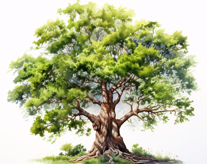 Watercolor Tree Clipart, Green Nature Images, 10 Watercolor Clip Art, Printable JPGs, Instant Download, Commercial Use, Paper craft