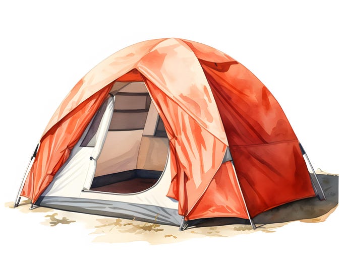 Camping Tent Clipart, Cozy Camping Images, 10 Watercolor Clip Art, Printable JPGs, Instant Download, Commercial Use, Paper craft