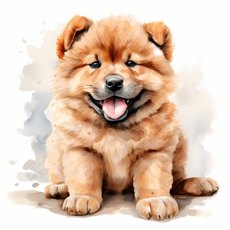10 Chow Chow, Puppy Dog, Chow JPG, Watercolor Clipart, Printable Image ...