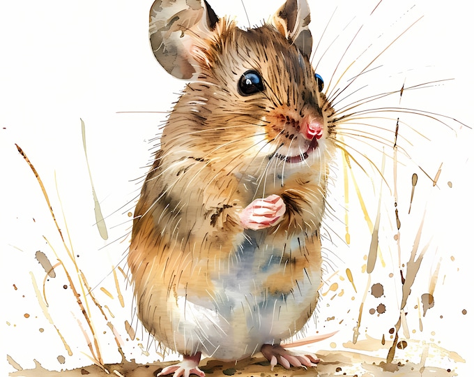 Field Mouse Clipart, Cute Mouse Images, 10 Watercolor Clip Art, Printable JPGs, Instant Download, Commercial Use, Paper craft