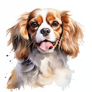 Spaniel Clipart, King Charles Spaniel Dog Images, 10 Watercolor Clip Art, Printable JPGs, Instant Download, Commercial Use, Paper craft