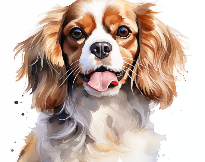 Spaniel Clipart, King Charles Spaniel Dog Images, 10 Watercolor Clip Art, Printable JPGs, Instant Download, Commercial Use, Paper craft