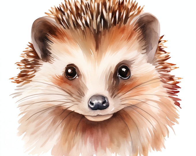 Hedgehog Clipart, Cute Hedgehog Images, 10 Watercolor Clip Art, Printable JPGs, Instant Download, Commercial Use, Paper craft