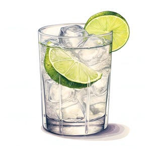 Clipart gin tonic, images de boisson alcoolisée, 10 images clipart aquarelle, fichiers JPG imprimables, téléchargement immédiat, usage commercial, créations en papier