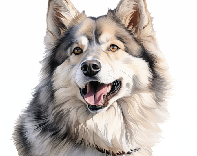 Alaskan Malamute Clipart, Alaskan Malamute Dog Images, 10 Watercolor Clip Art, Printable JPGs, Instant Download, Commercial Use, Paper craft