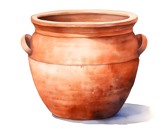 Clay Pot Clipart, Garden Plant Pots Images, 10 Watercolor Clip Art, Printable JPGs, Instant Download, Commercial Use, Paper craft