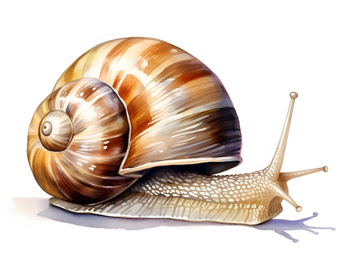 Snail Clipart, Garden Snail Images, 10 Watercolor Clip Art, Printable JPGs, Instant Download, Commercial Use, Paper craft