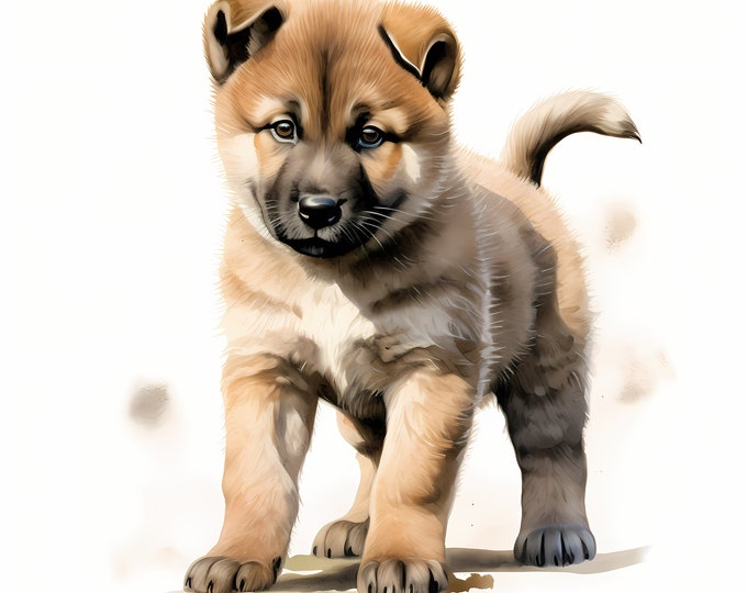 Akita Dog Clipart, Puppy Dog Images, 10 Watercolor Clip Art, Printable JPGs, Instant Download, Commercial Use, Paper craft