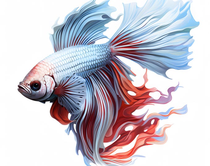 Betta Fish Clipart, Ocean Fishes Images, 10 Watercolor Clip Art, Printable JPGs, Instant Download, Commercial Use, Paper craft