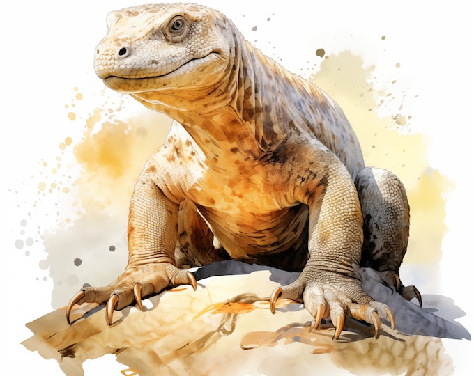 Komodo Dragon Clipart, Komodo Dragon Images, 10 Watercolor Clip Art, Printable JPGs, Instant Download, Commercial Use, Paper craft