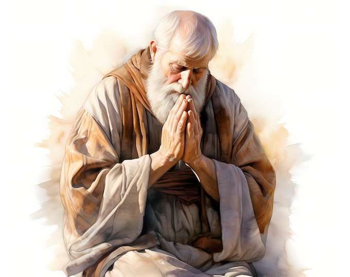 Man Praying Clipart, Prayer, Priest Images, 10 Watercolor Clip Art, Printable JPGs, Instant Download, Commercial Use, Paper craft