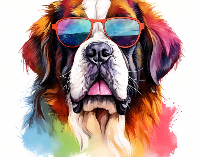 Saint Bernard Clipart, Cool Dog Images, 10 Watercolor Clip Art, Printable JPGs, Instant Download, Commercial Use, Paper craft