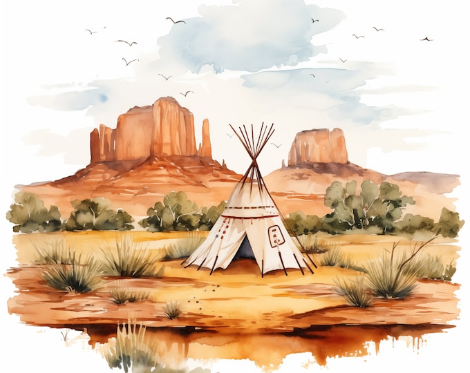 Navajo Park Clipart, Navajo Park Landscape Images, 10 Watercolor Clip Art, Printable JPGs, Instant Download, Commercial Use, Paper craft