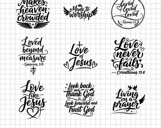 Mega Christian SVG Bundle Vol.5 | Christian Bible Verse Quotes | Faith Religious Scripture Inspirational Jesus Cut Files Cricut PNG
