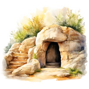 Graf van Jezus clipart, lege grafafbeeldingen, 10 aquarel illustraties, afdrukbare JPG's, Instant Download, Commercieel gebruik, Papercraft