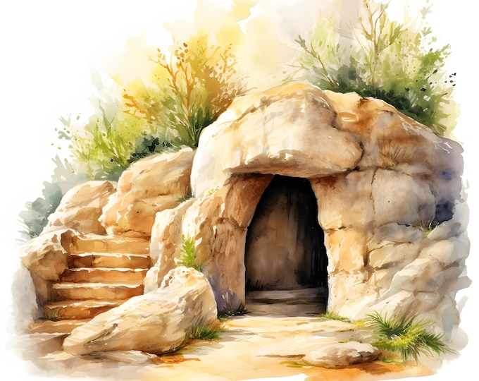 Tomb Of Jesus Clipart, Empty Tomb Images, 10 Watercolor Clip Art, Printable JPGs, Instant Download, Commercial Use, Paper craft