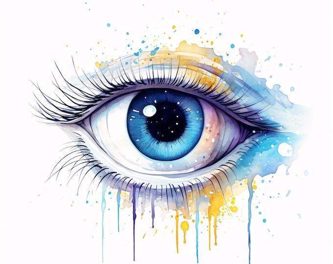 Cosmic Eye Clipart, Mystical Vision Images, 10 Watercolor Clip Art, Printable JPGs, Instant Download, Commercial Use, Paper Craft