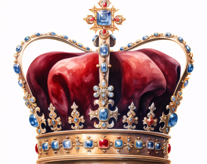 Royal Crown Clipart, Gold Jewel Images, 10 Watercolor Clip Art, Printable JPGs, Instant Download, Commercial Use, Paper craft