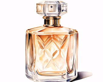 Perfume Bottle Clipart, Luxury Fragrance Images, 10 Watercolor Clip Art, Printable JPGs, Instant Download, Commercial Use, Paper craft