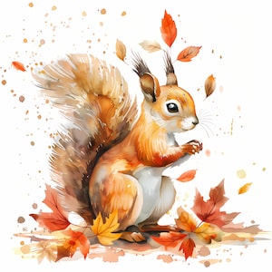Imágenes de animales de otoño, imágenes de animales del bosque otoñal, 10 imágenes de acuarela, archivos JPG imprimibles, descarga instantánea, uso comercial, manualidades de papel