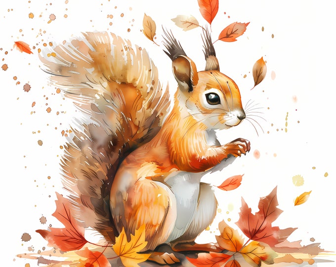 Autumn Animal Clipart, Fall Woodland Animals Images, 10 Watercolor Clip Art, Printable JPGs, Instant Download, Commercial Use, Paper craft