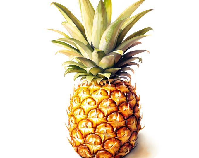 Pineapple Clipart, Pine Apple Fruits Images, 10 Watercolor Clip Art, Printable JPGs, Instant Download, Commercial Use, Paper craft