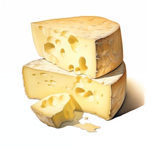 Clipart di formaggio, Immagini di formaggio saporito, 10 clipart ad acquerello, JPG stampabili, Download immediato, Uso commerciale, Artigianato di carta