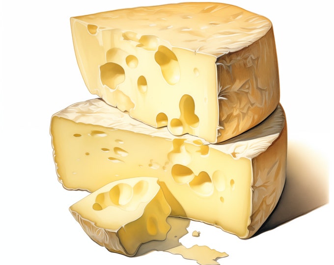 Cheese Clipart, Tasty Cheese Images, 10 Watercolor Clip Art, Printable JPGs, Instant Download, Commercial Use, Paper craft