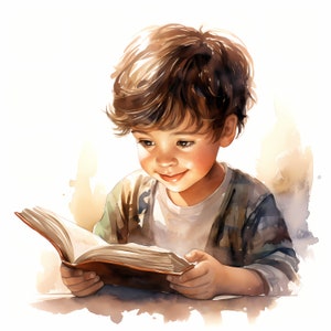 Kinder Buch Clipart, Kinder Bilder, 10 Aquarell Clip Art, druckbare JPGs, Sofort Download, kommerzielle Nutzung, Papiermodell