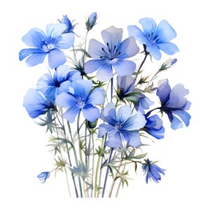 Clipart de flores silvestres azuis, Imagens de flores silvestres azuis, 10 clipart em aquarela, JPGs para impressão, Download instantâneo, Uso comercial, Artesanato em papel