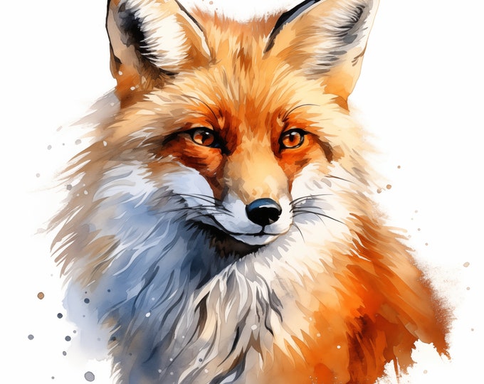 Red Fox Clipart, Fox in Winter Images, 10 Watercolor Clip Art, Printable JPGs, Instant Download, Commercial Use, Paper craft