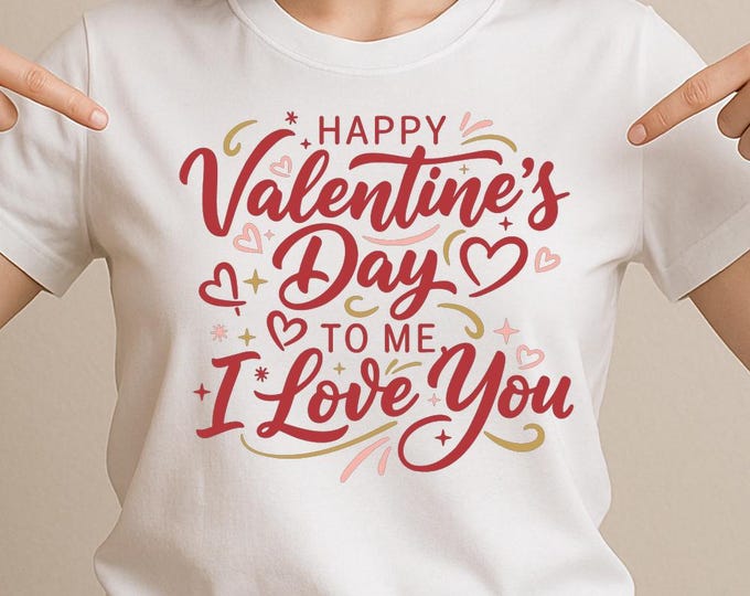 Happy Valentine’s Day to Me SVG, Self Love Quote DXF PNG Design, Cute Romantic T-Shirt Print for Cricut Silhouette