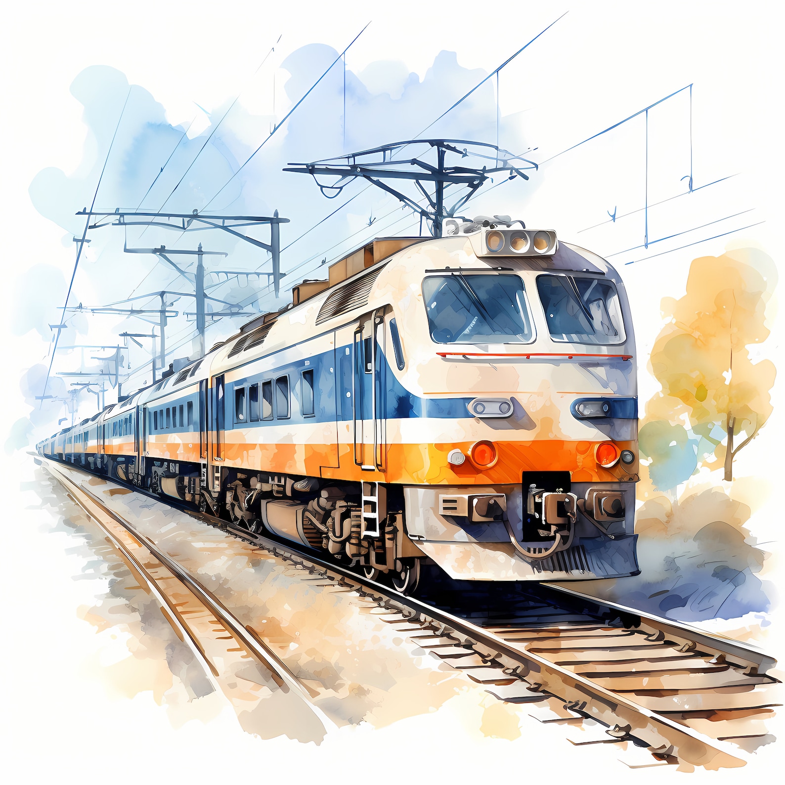 Express Train Clipart, Abandoned Train Images, 10 Watercolor Clip Art ...