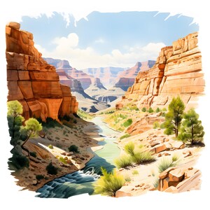 Grand Canyon Clipart, Canyon Landscape Images, 10 Watercolor Clip Art ...