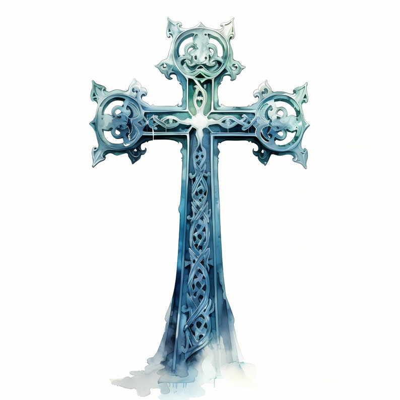Gothic Cross Clipart, Celtic Crosses Images, 10 Watercolor Clip Art ...